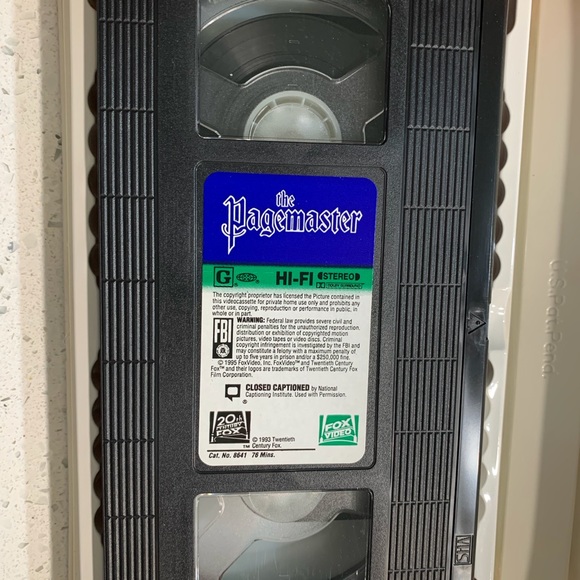 Donated - The Pagemaster VHS #8641 tape in clamshell. - Picture 7 of 7